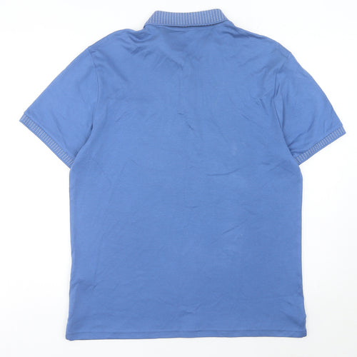 Marks and Spencer Men's Blue Polo Shirt Size M Cotton Short Sleeve