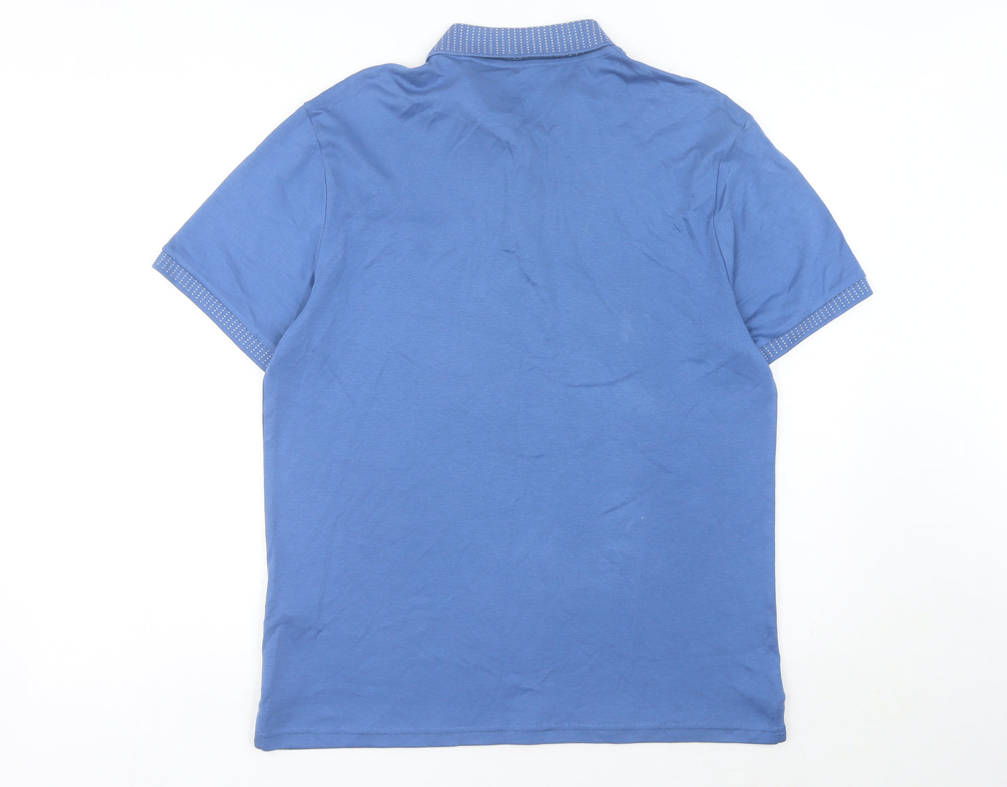 Marks and Spencer Men's Blue Polo Shirt Size M Cotton Short Sleeve