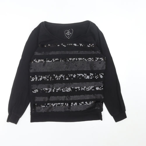 Next Women’s Black Sequin Long Sleeve Pullover Sweatshirt Size 6