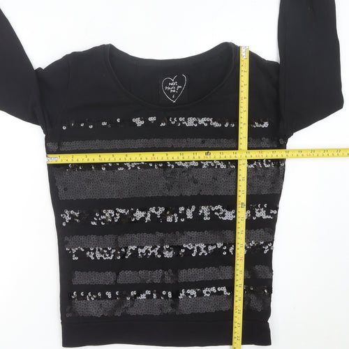Next Women’s Black Sequin Long Sleeve Pullover Sweatshirt Size 6