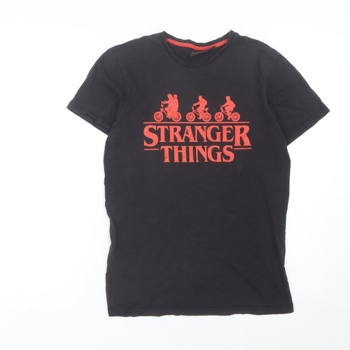 Stranger Things Mens Black Graphic T-Shirt Small Regular Fit