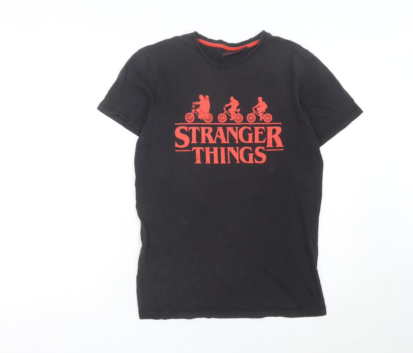 Stranger Things Mens Black Graphic T-Shirt Small Regular Fit