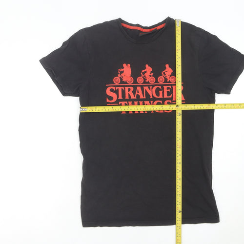 Stranger Things Mens Black Graphic T-Shirt Small Regular Fit