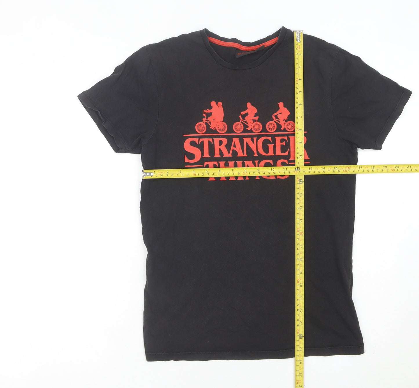 Stranger Things Mens Black Graphic T-Shirt Small Regular Fit