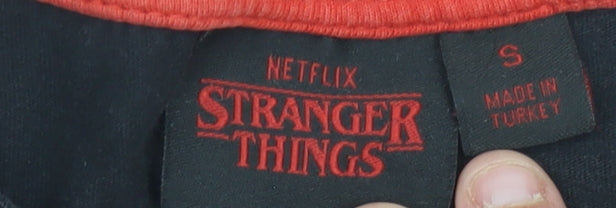 Stranger Things Mens Black Graphic T-Shirt Small Regular Fit