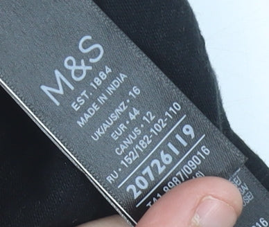 Marks and Spencer Womens Black Size 16 V-Neck Long Sleeve T-Shirt