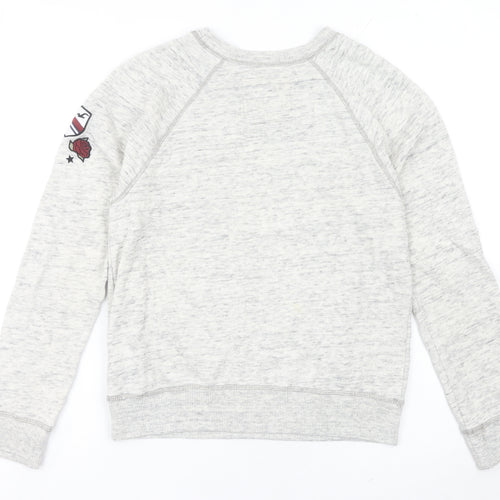 Hollister Womens Grey XS Pullover Sweatshirt Raglan Sleeve Logo
