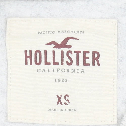 Hollister Womens Grey XS Pullover Sweatshirt Raglan Sleeve Logo