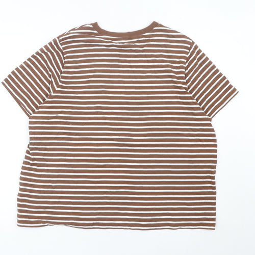 Marks and Spencer Women’s Brown Striped Cotton T-Shirt Size 18