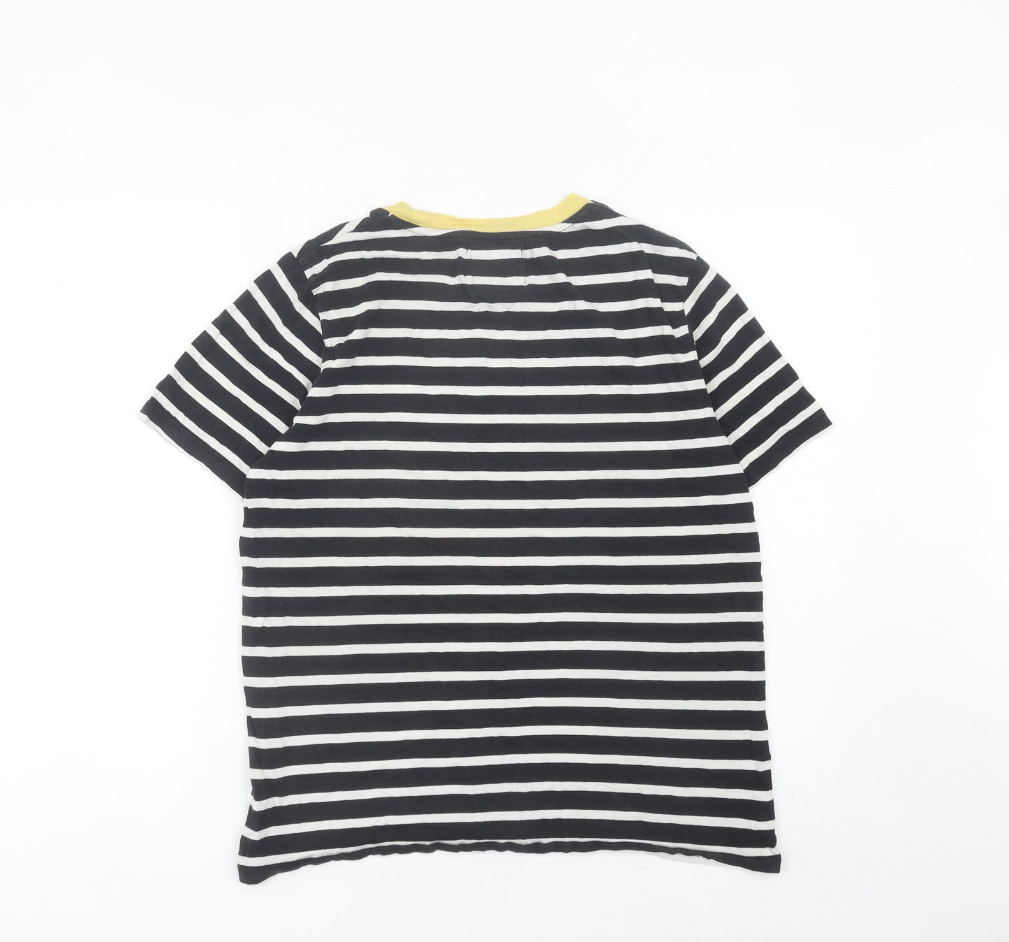 Superdry Womens Black Striped Cotton T-Shirt UK 10 Crew Neck