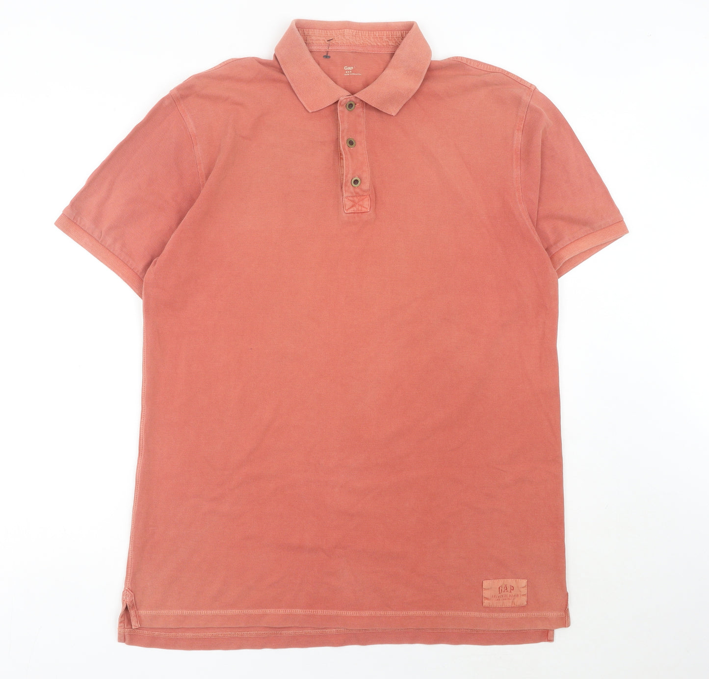 Gap Men's Red Cotton Polo Shirt Size L Regular Fit Short Sleeve