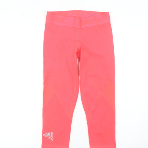 Adidas Womens Pink Capri Leggings S Slim Fit Breathable Activewear