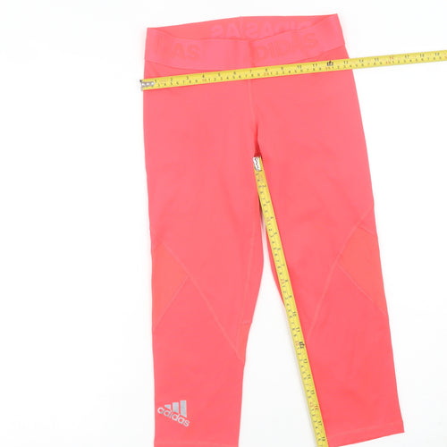 Adidas Womens Pink Capri Leggings S Slim Fit Breathable Activewear