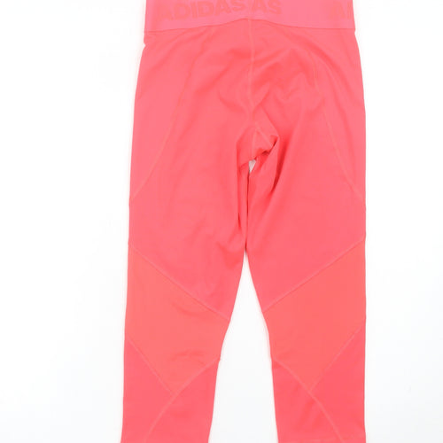 Adidas Womens Pink Capri Leggings S Slim Fit Breathable Activewear