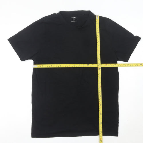 Next Men's Black Cotton Crew Neck Regular Fit T-Shirt Size M