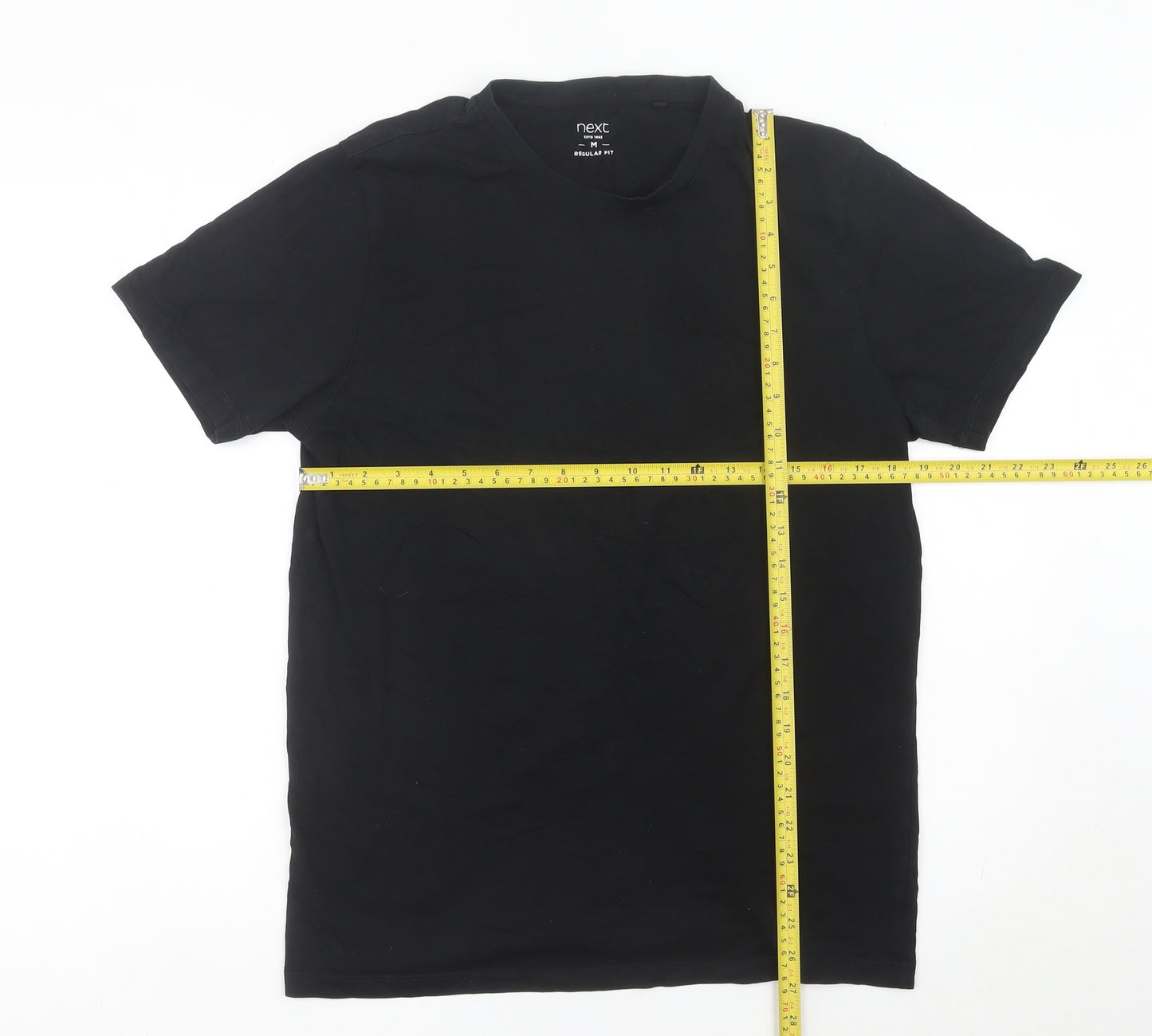 Next Men's Black Cotton Crew Neck Regular Fit T-Shirt Size M