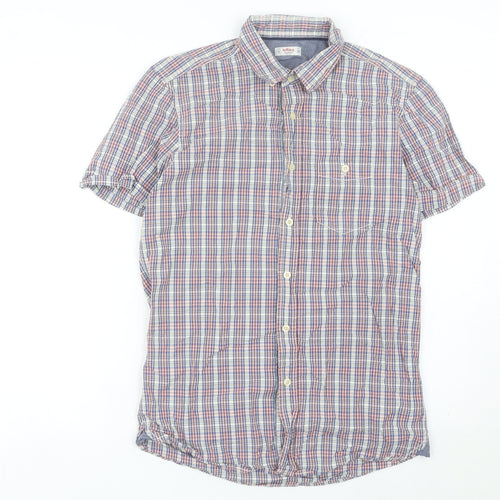 Lefties Men’s Multicoloured Check Short Sleeve Button-Up Shirt Size S