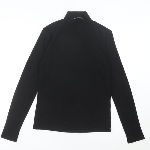 MNG Women's Black Mock Neck Long Sleeve Knit Top Size M