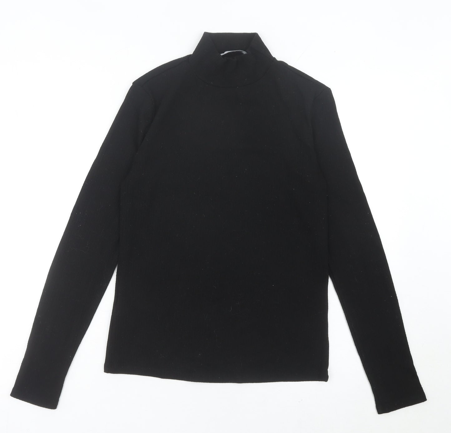 MNG Women's Black Mock Neck Long Sleeve Knit Top Size M