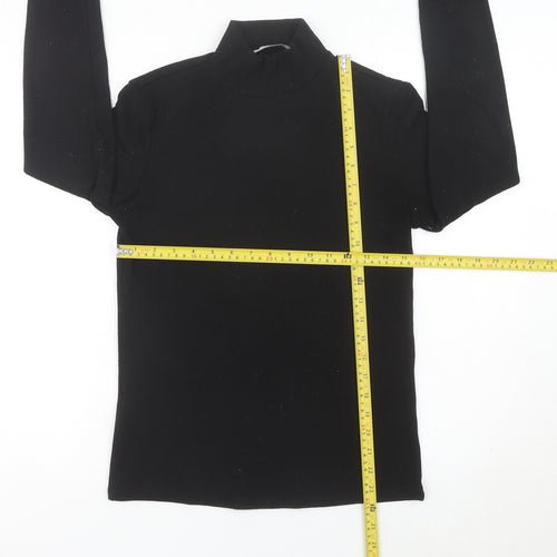 MNG Women's Black Mock Neck Long Sleeve Knit Top Size M
