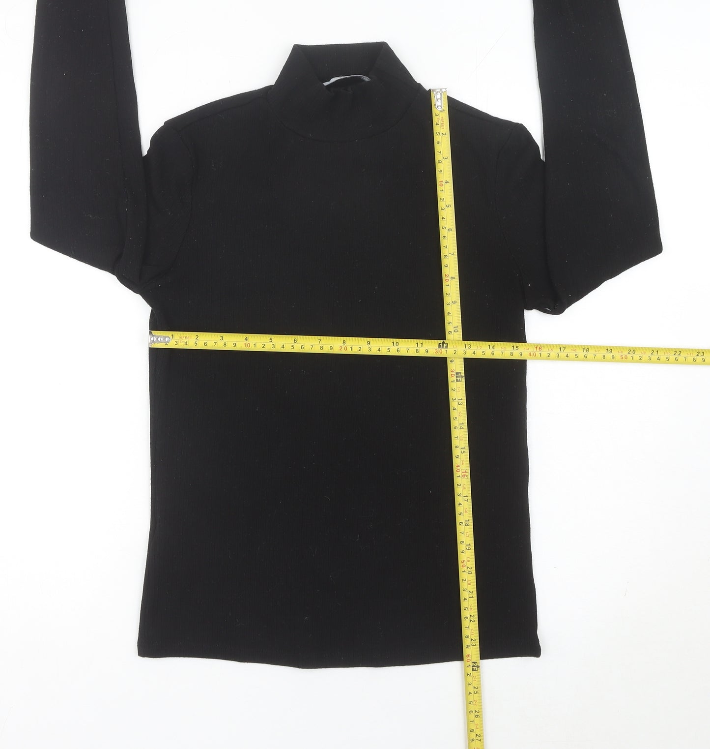 MNG Women's Black Mock Neck Long Sleeve Knit Top Size M