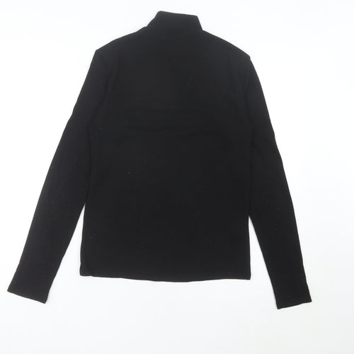 MNG Women's Black Mock Neck Long Sleeve Knit Top Size M
