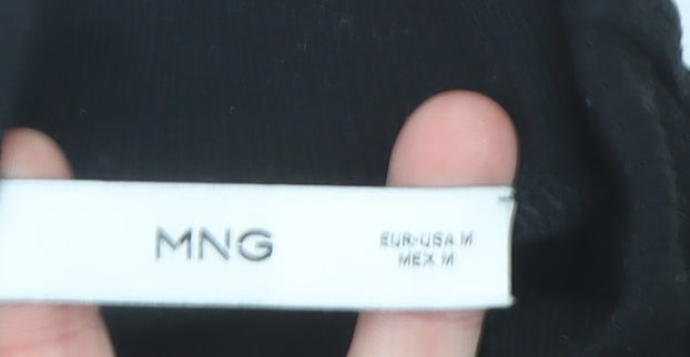 MNG Women's Black Mock Neck Long Sleeve Knit Top Size M