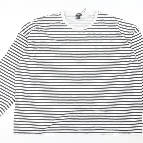 Boohoo Women’s Black White Striped Cotton Long Sleeve T-Shirt UK16