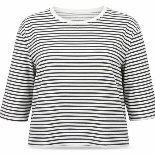 Boohoo Women’s Black White Striped Cotton Long Sleeve T-Shirt UK16