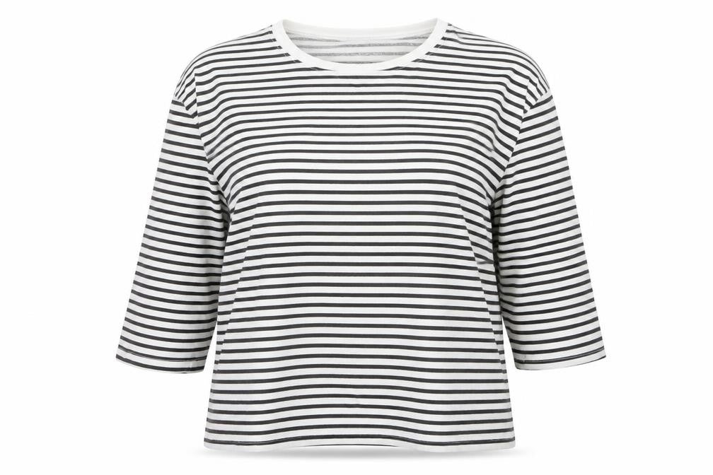 Boohoo Women’s Black White Striped Cotton Long Sleeve T-Shirt UK16