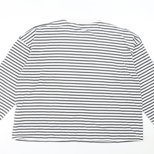 Boohoo Women’s Black White Striped Cotton Long Sleeve T-Shirt UK16