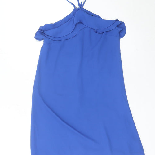Miss Selfridge Women’s Blue Size 8 Halter Slip Dress Ruffle Detail