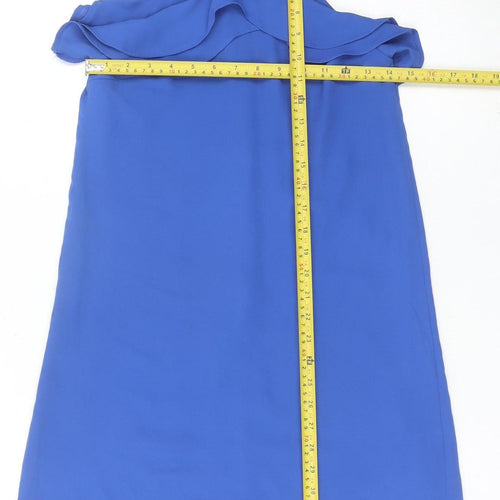 Miss Selfridge Women’s Blue Size 8 Halter Slip Dress Ruffle Detail