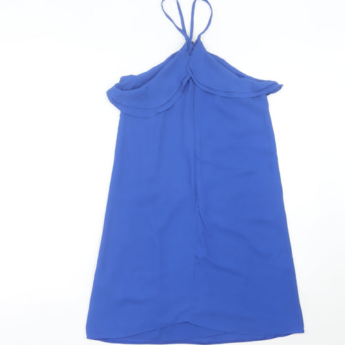 Miss Selfridge Women’s Blue Size 8 Halter Slip Dress Ruffle Detail
