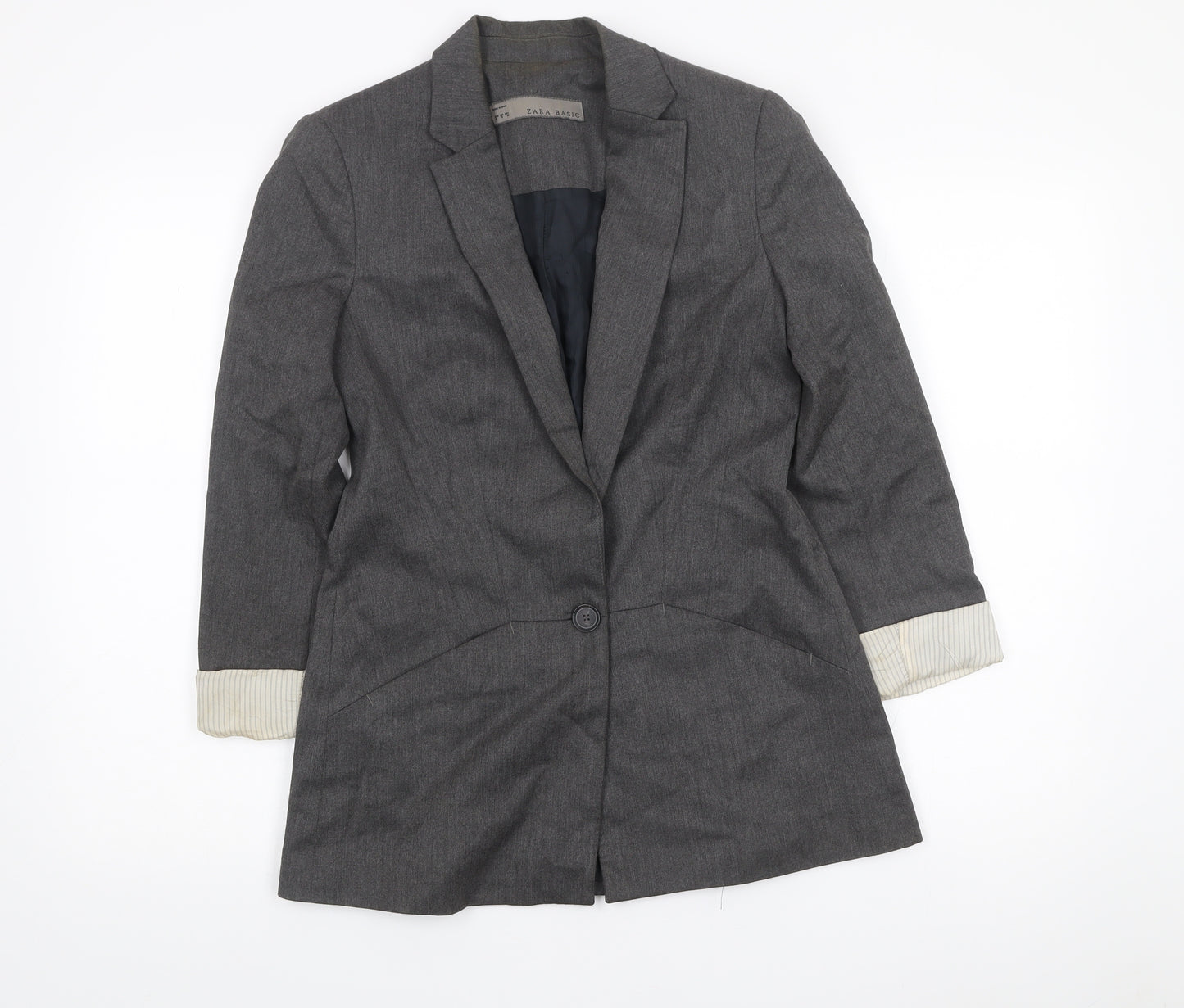 Zara Basic Women’s Grey Slim Fit Blazer Jacket Size 8