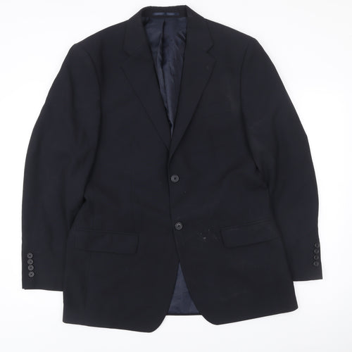 Next Men’s Black Wool Suit Jacket 40R Regular Fit Two Button