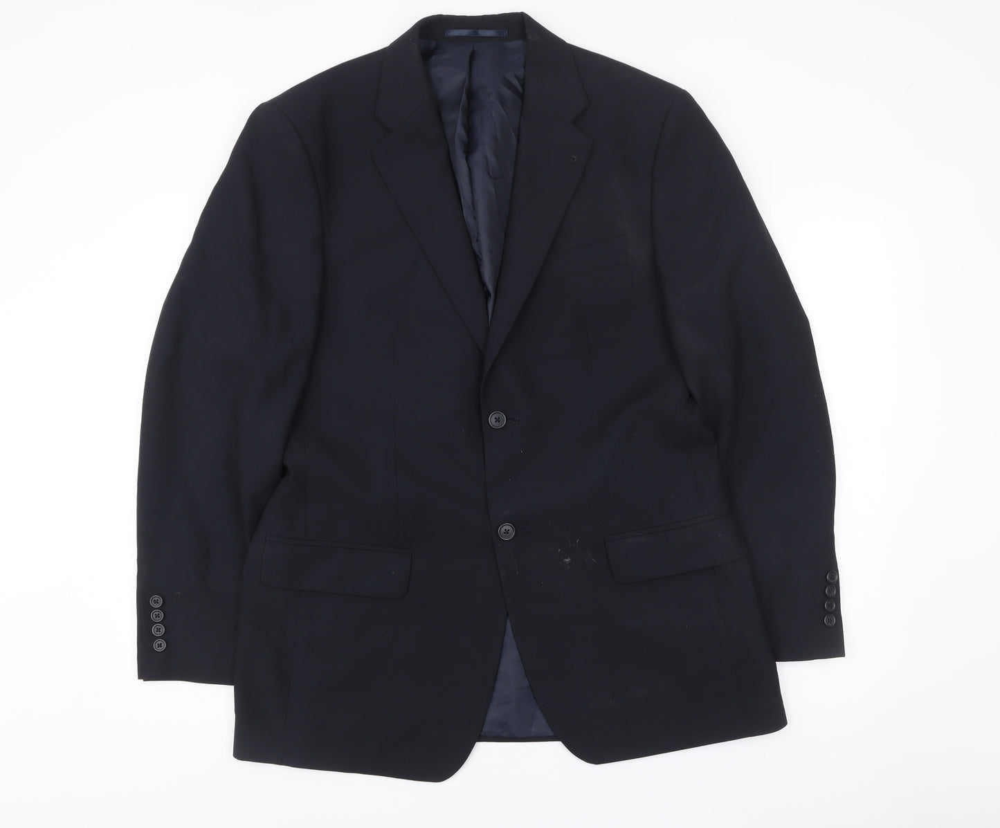 Next Men’s Black Wool Suit Jacket 40R Regular Fit Two Button