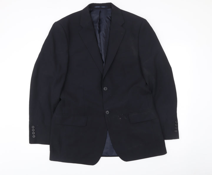 Next Men’s Black Wool Suit Jacket 40R Regular Fit Two Button