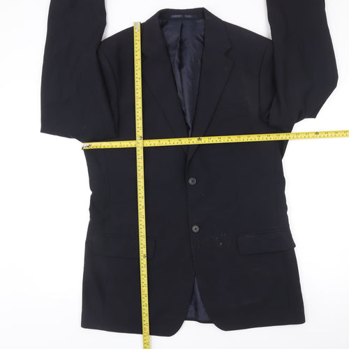 Next Men’s Black Wool Suit Jacket 40R Regular Fit Two Button