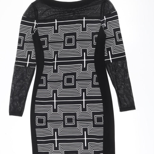 Joseph Ribkoff Women’s Black Geometric Bodycon Dress Size 10