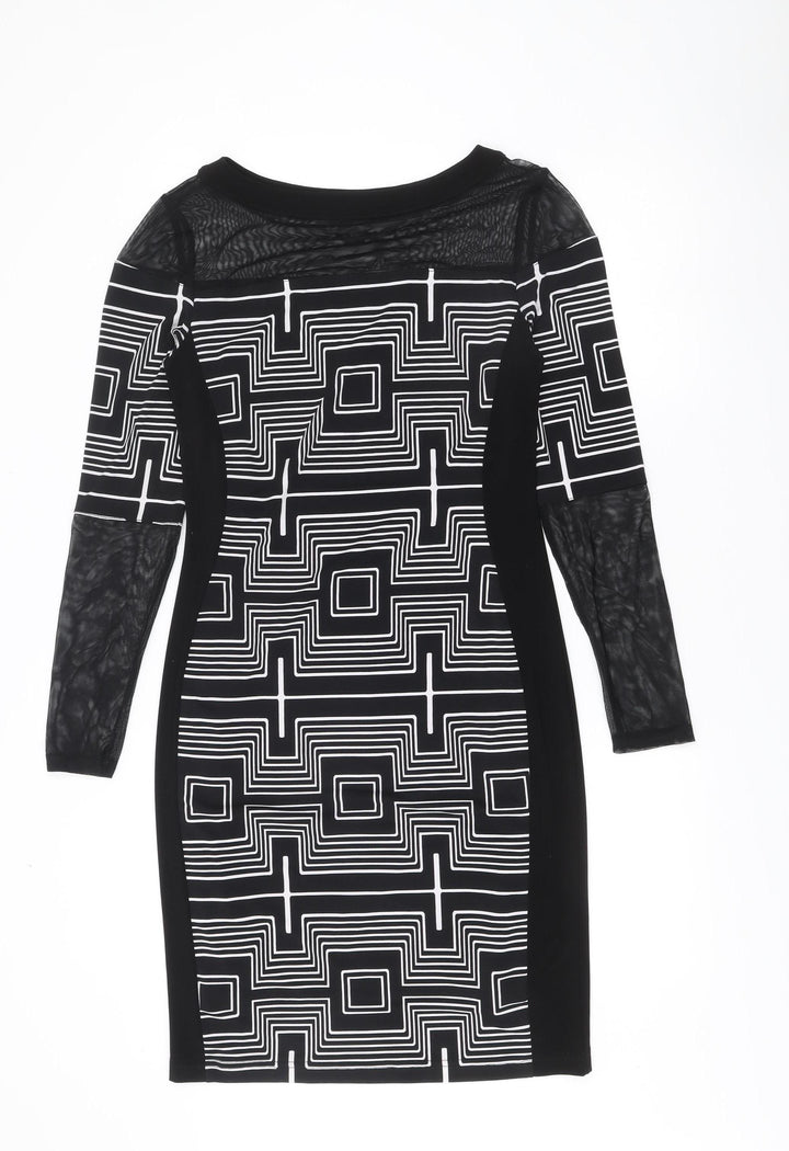 Joseph Ribkoff Women’s Black Geometric Bodycon Dress Size 10