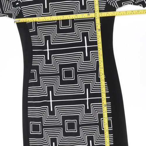 Joseph Ribkoff Women’s Black Geometric Bodycon Dress Size 10