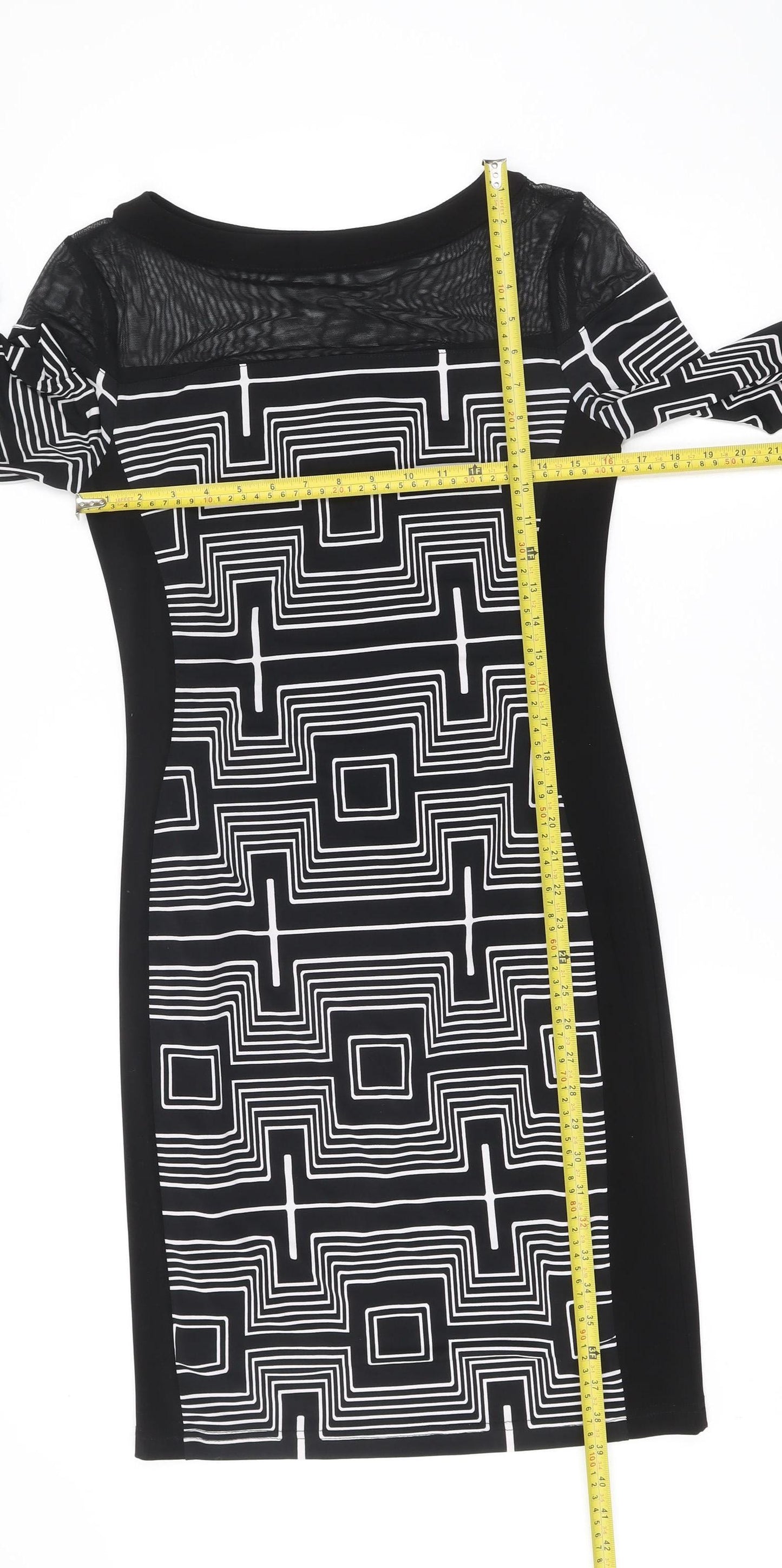 Joseph Ribkoff Women’s Black Geometric Bodycon Dress Size 10