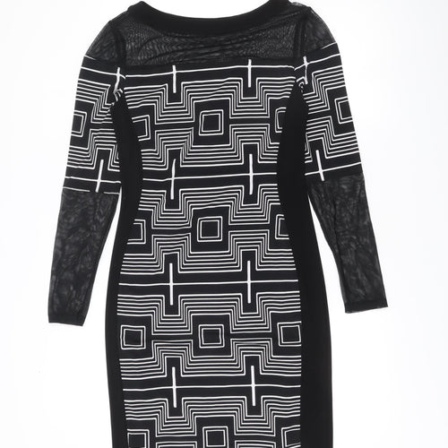 Joseph Ribkoff Women’s Black Geometric Bodycon Dress Size 10