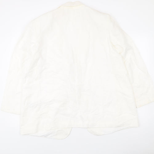 H&M Women’s Ivory Linen Blend Blazer Jacket XL Regular Fit