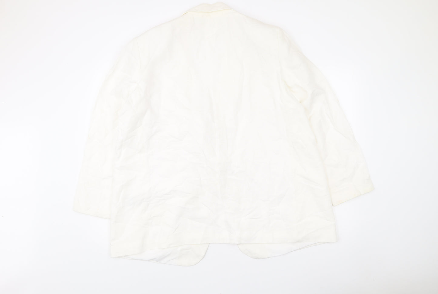 H&M Women’s Ivory Linen Blend Blazer Jacket XL Regular Fit