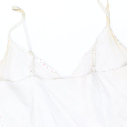 Quiz Women’s Ivory Sequin Slip Dress Size 12 Party Cocktail