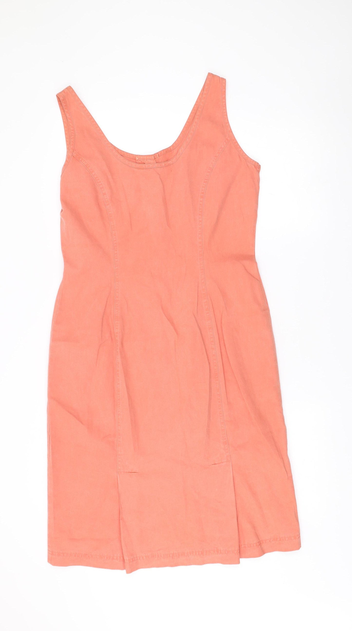 St Michael Women Pink Cotton Shift Dress Size 14 Sleeveless Vintage