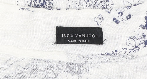 Luca Vanucci Womens White Linen Floral Blouse Size S Scoop Neck