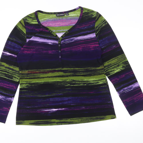 Nina Leonard Womens Multicoloured XL Long Sleeve Henley Top